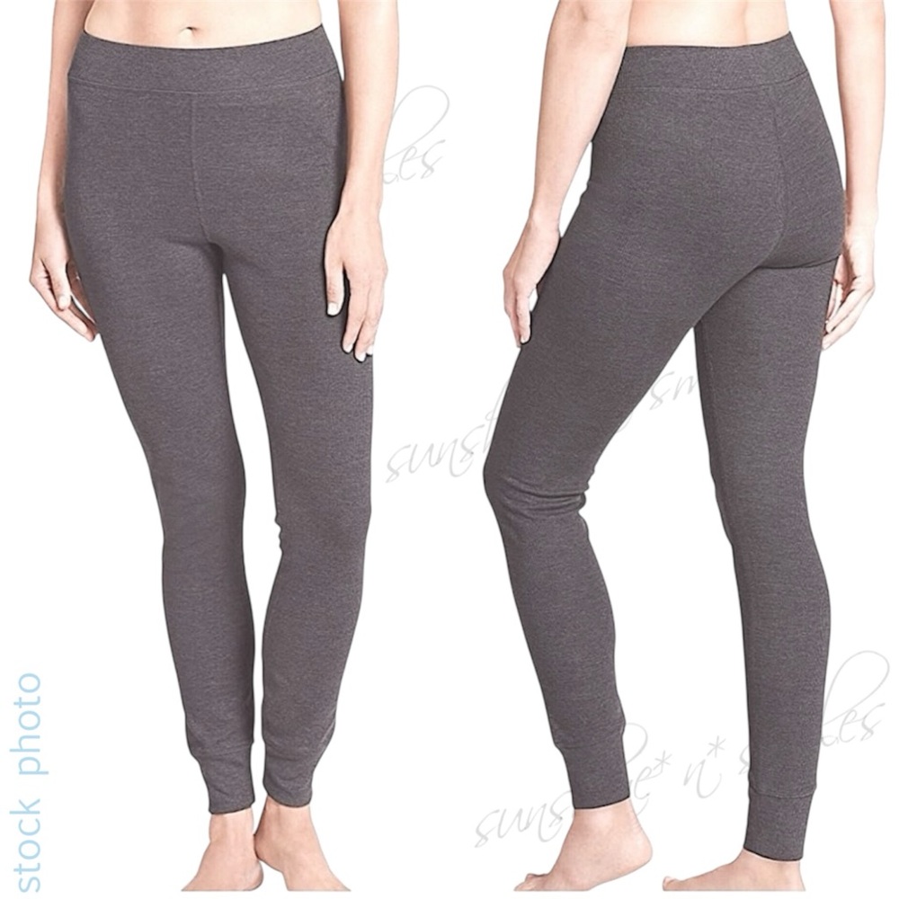 JOCKEY Thermal Lightweight Cotton Blend Waffle Pant Leggings ~ HEATHER GREY